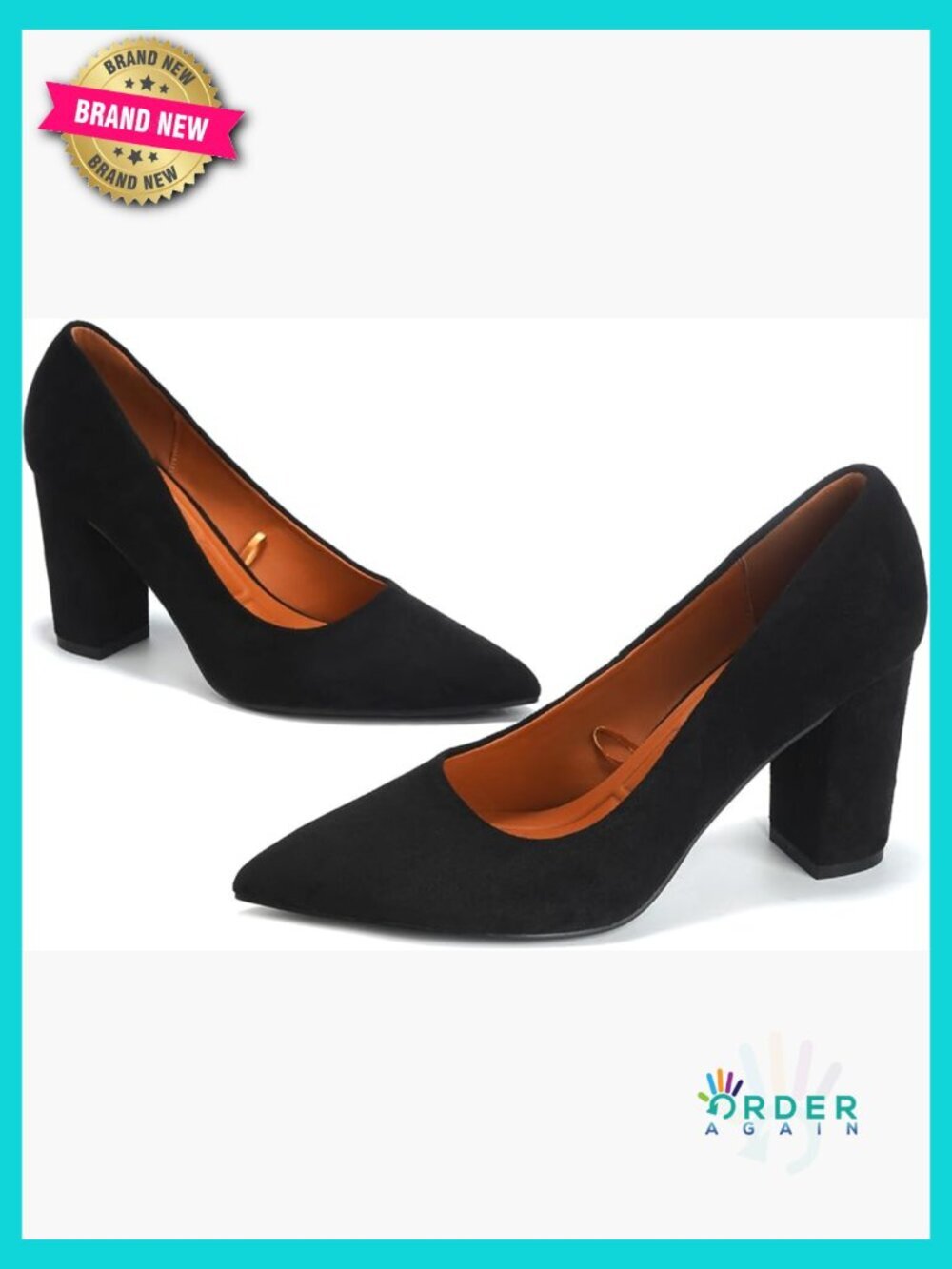 Chunky Block Heel Suede Pumps Pointed Toe Slip On Dress Heels Office Party